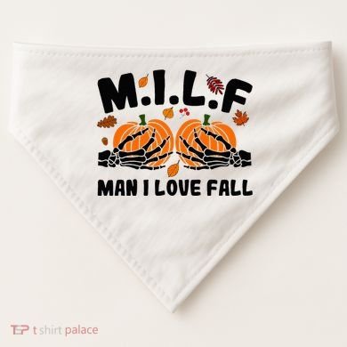 Milf Man I Love Fall Skeleton Pumpkin Hand Boob USA-Made Doggie Bandana