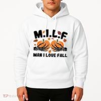 Milf Man I Love Fall Skeleton Pumpkin Hand Boob Hoodie thumb 2