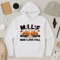 Milf Man I Love Fall Skeleton Pumpkin Hand Boob Hoodie thumb 3