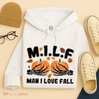 Milf Man I Love Fall Skeleton Pumpkin Hand Boob Hoodie thumb 4