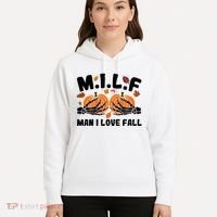 Milf Man I Love Fall Skeleton Pumpkin Hand Boob Hoodie thumb 5