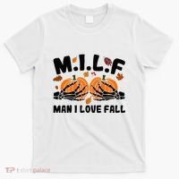 Milf Man I Love Fall Skeleton Pumpkin Hand Boob T-Shirt thumb 0