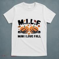 Milf Man I Love Fall Skeleton Pumpkin Hand Boob T-Shirt thumb 5