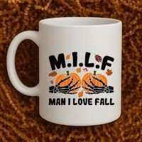 Milf Man I Love Fall Skeleton Pumpkin Hand Boob Coffee Mug thumb 2