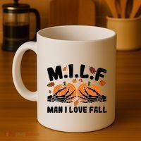 Milf Man I Love Fall Skeleton Pumpkin Hand Boob Coffee Mug thumb 4