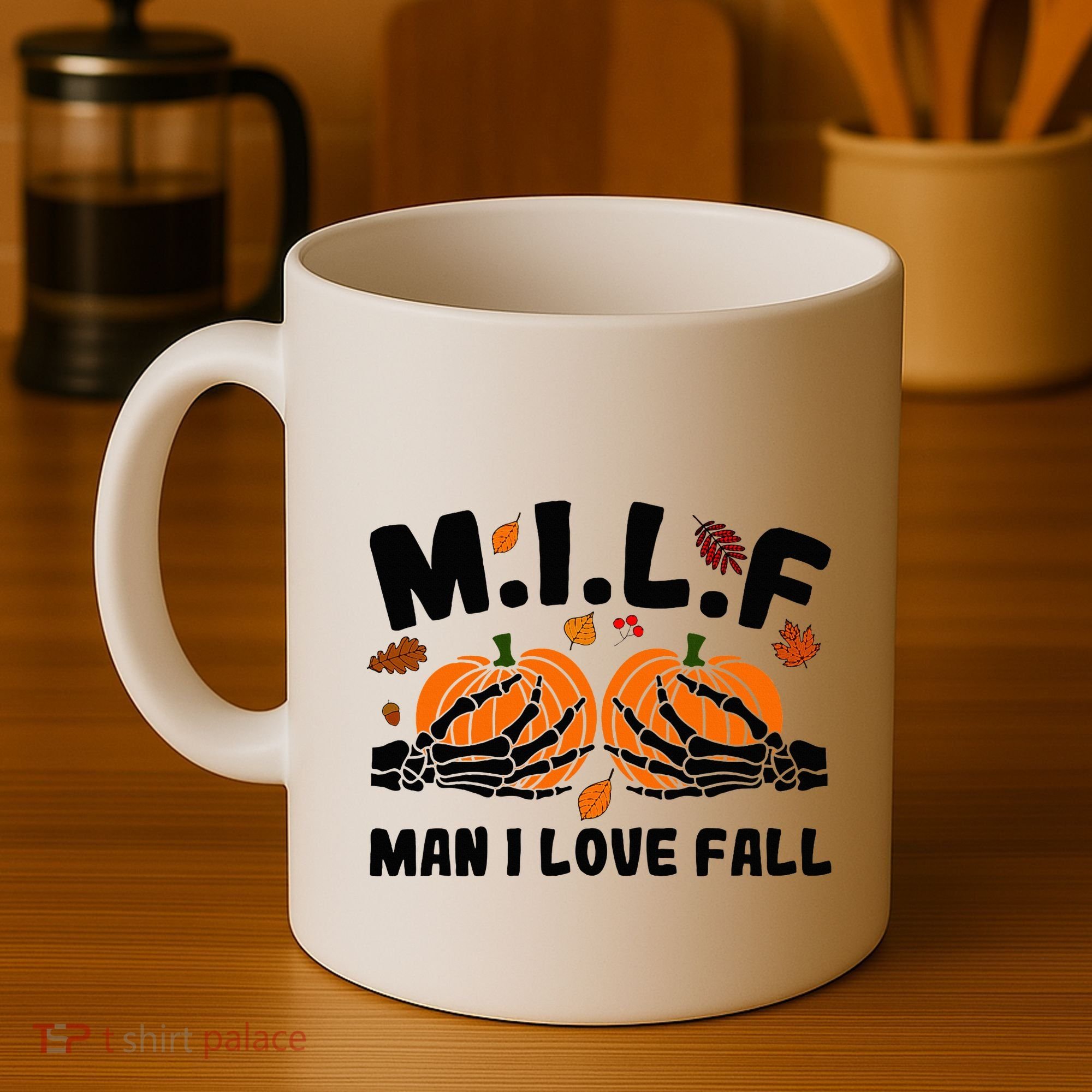 Milf Man I Love Fall Skeleton Pumpkin Hand Boob Coffee Mug