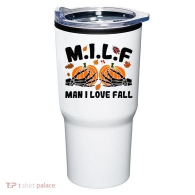 Milf Man I Love Fall Skeleton Pumpkin Hand Boob Tumbler