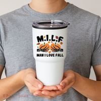 Milf Man I Love Fall Skeleton Pumpkin Hand Boob Tumbler thumb 2
