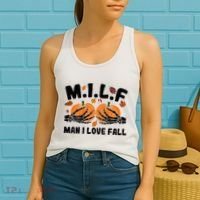 Milf Man I Love Fall Skeleton Pumpkin Hand Boob Women's Tank Top thumb 2