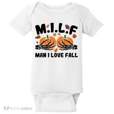 Milf Man I Love Fall Skeleton Pumpkin Hand Boob Baby Bodysuit