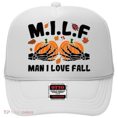 Milf Man I Love Fall Skeleton Pumpkin Hand Boob Hat