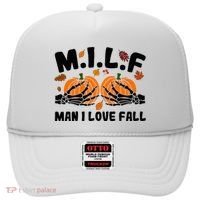 Milf Man I Love Fall Skeleton Pumpkin Hand Boob Hat thumb 0