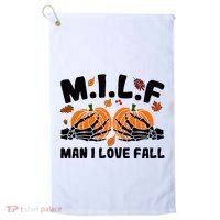 Milf Man I Love Fall Skeleton Pumpkin Hand Boob Golf Towel thumb 0