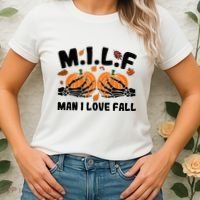 Milf Man I Love Fall Skeleton Pumpkin Hand Boob Women's T-Shirt thumb 2