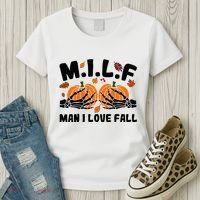 Milf Man I Love Fall Skeleton Pumpkin Hand Boob Women's T-Shirt thumb 3