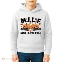 Milf Man I Love Fall Skeleton Pumpkin Hand Boob Kids Hoodie thumb 4