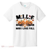 Milf Man I Love Fall Skeleton Pumpkin Hand Boob Kids T-Shirt thumb 0