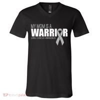 My Mom Is A Warrior Lung Cancer Awareness V-Neck T-Shirt thumb 0