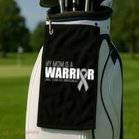 My Mom Is A Warrior Lung Cancer Awareness Golf Towel thumb 2