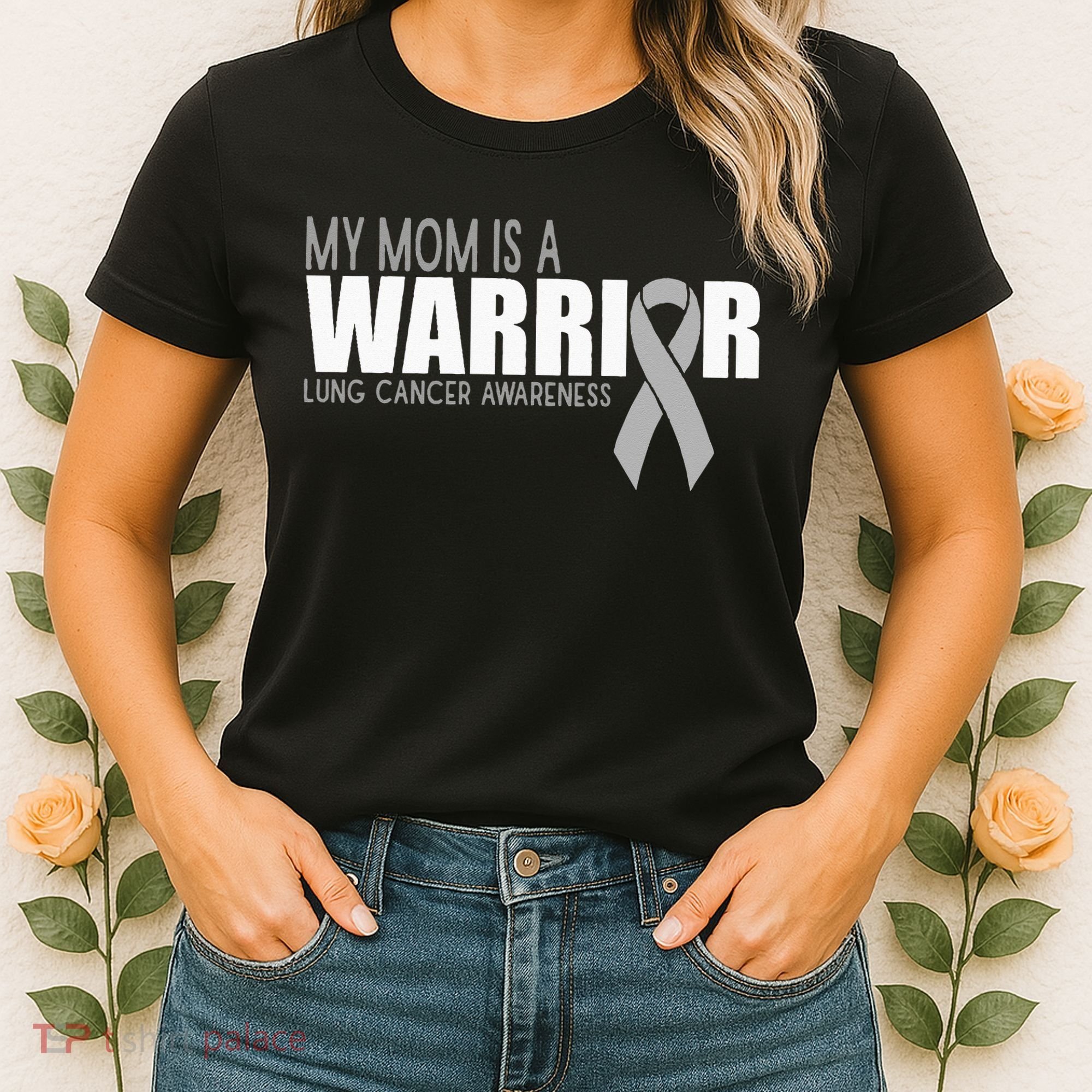 My Mom Is A Warrior Lung Cancer Awareness Women's T-Shirt