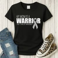 My Mom Is A Warrior Lung Cancer Awareness Women's T-Shirt thumb 3