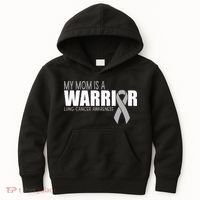 My Mom Is A Warrior Lung Cancer Awareness Kids Hoodie thumb 0