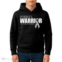 My Mom Is A Warrior Lung Cancer Awareness Kids Hoodie thumb 4