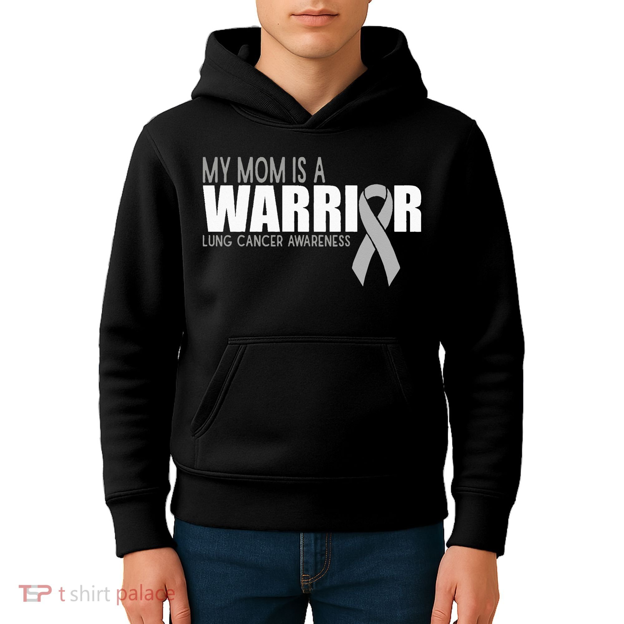 My Mom Is A Warrior Lung Cancer Awareness Kids Hoodie