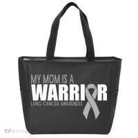 My Mom Is A Warrior Lung Cancer Awareness Tote Bag thumb 0