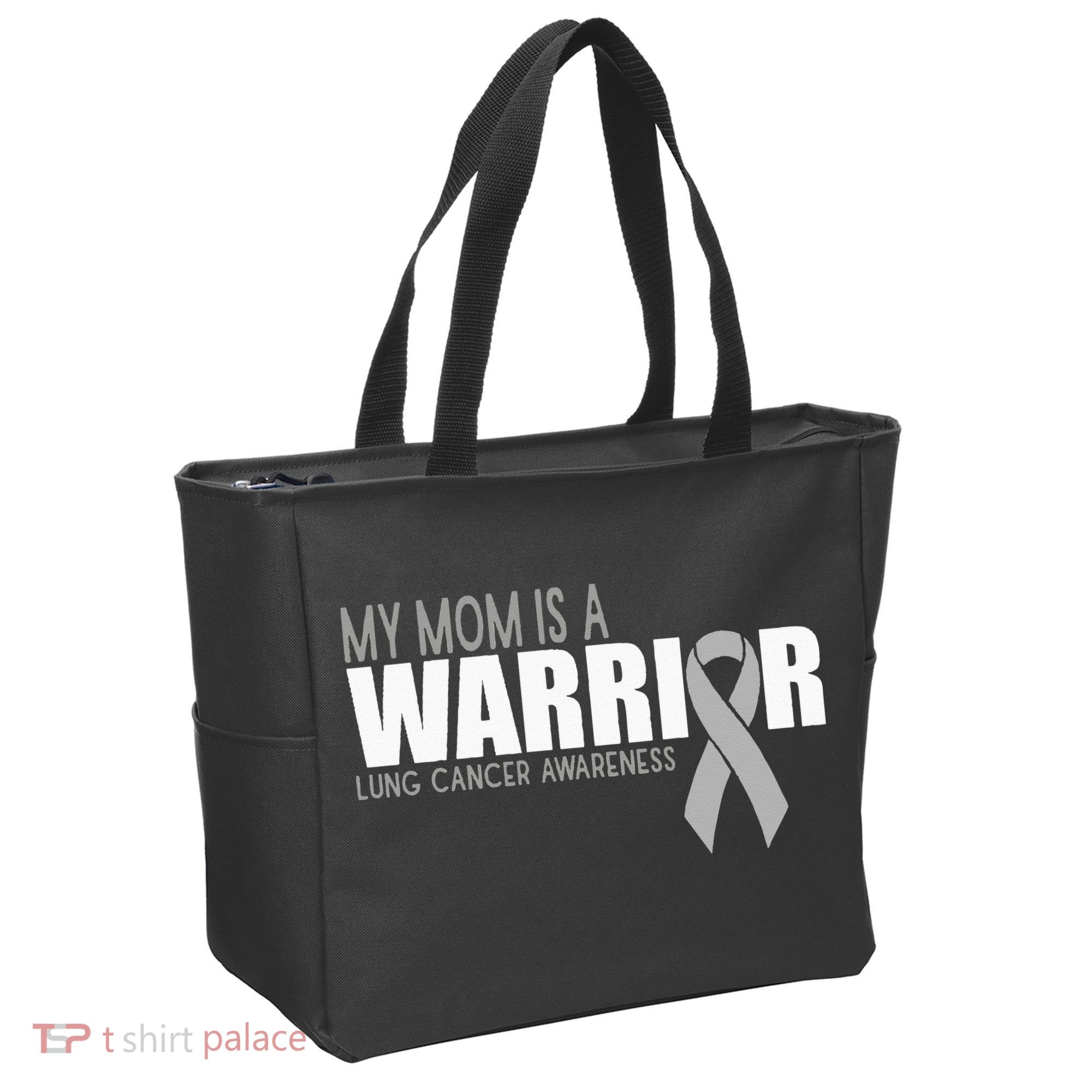 My Mom Is A Warrior Lung Cancer Awareness Tote Bag