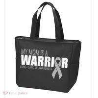 My Mom Is A Warrior Lung Cancer Awareness Tote Bag thumb 3