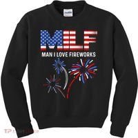 Milf Man I Love Fireworks Funny American Patriotic July 4th Kids Sweatshirt thumb 0