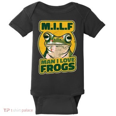 MILF Man I Love Frogs Funny Baby Bodysuit