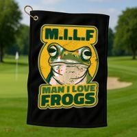 MILF Man I Love Frogs Funny Golf Towel thumb 1