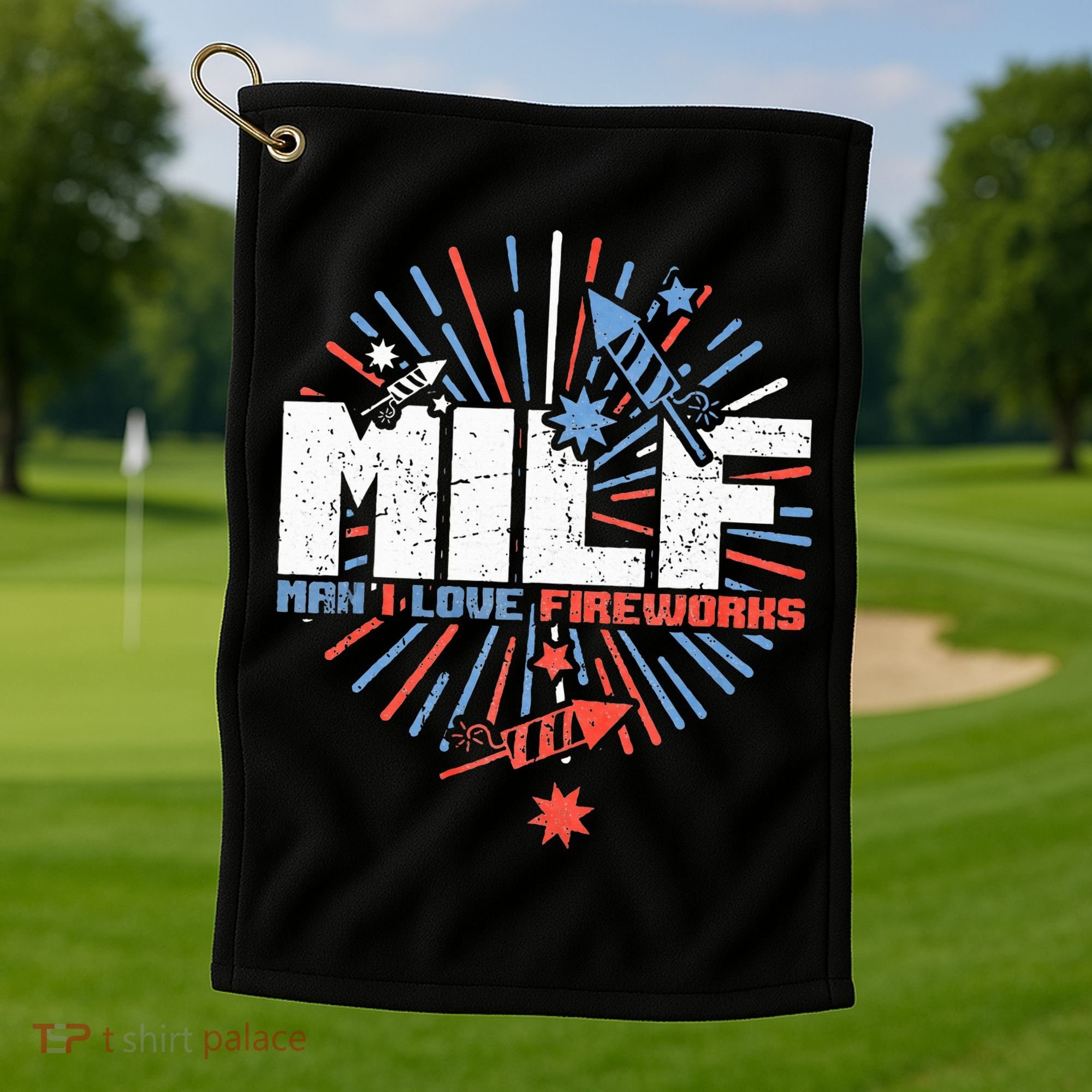 Milk Man I Love Fireworks American Patriotic Golf Towel