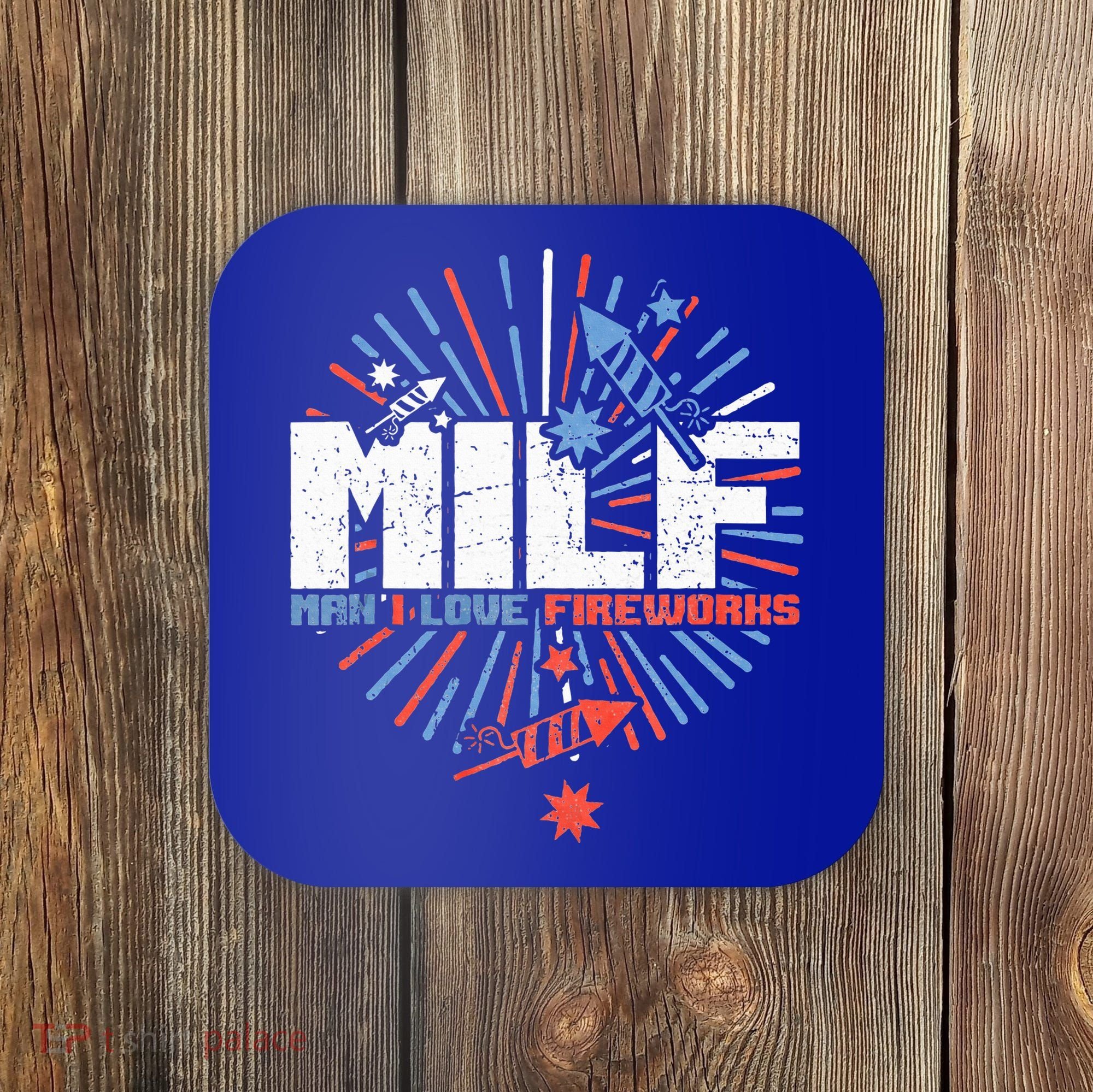 Milk Man I Love Fireworks American Patriotic Coaster