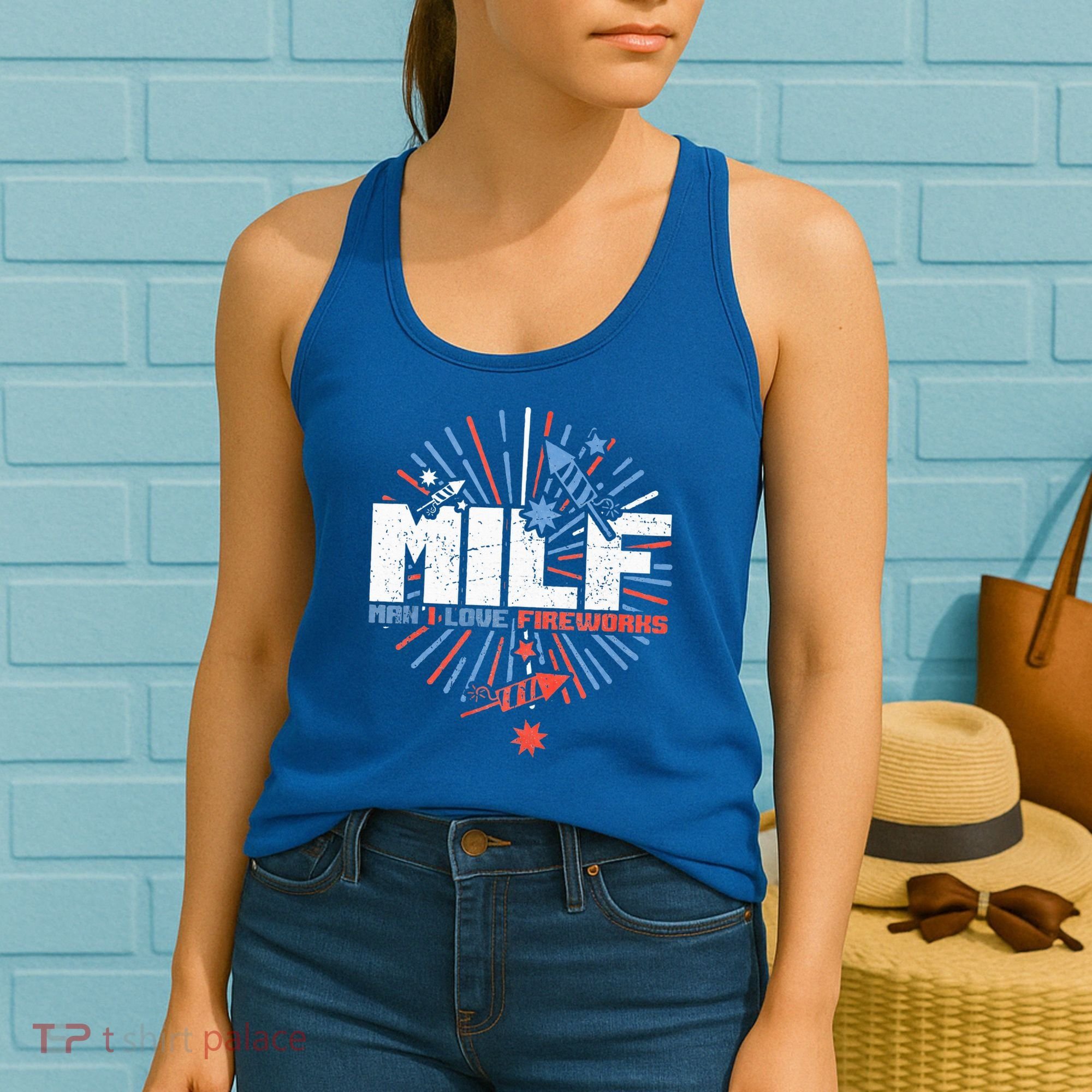 Milk Man I Love Fireworks American Patriotic Women's Tank Top