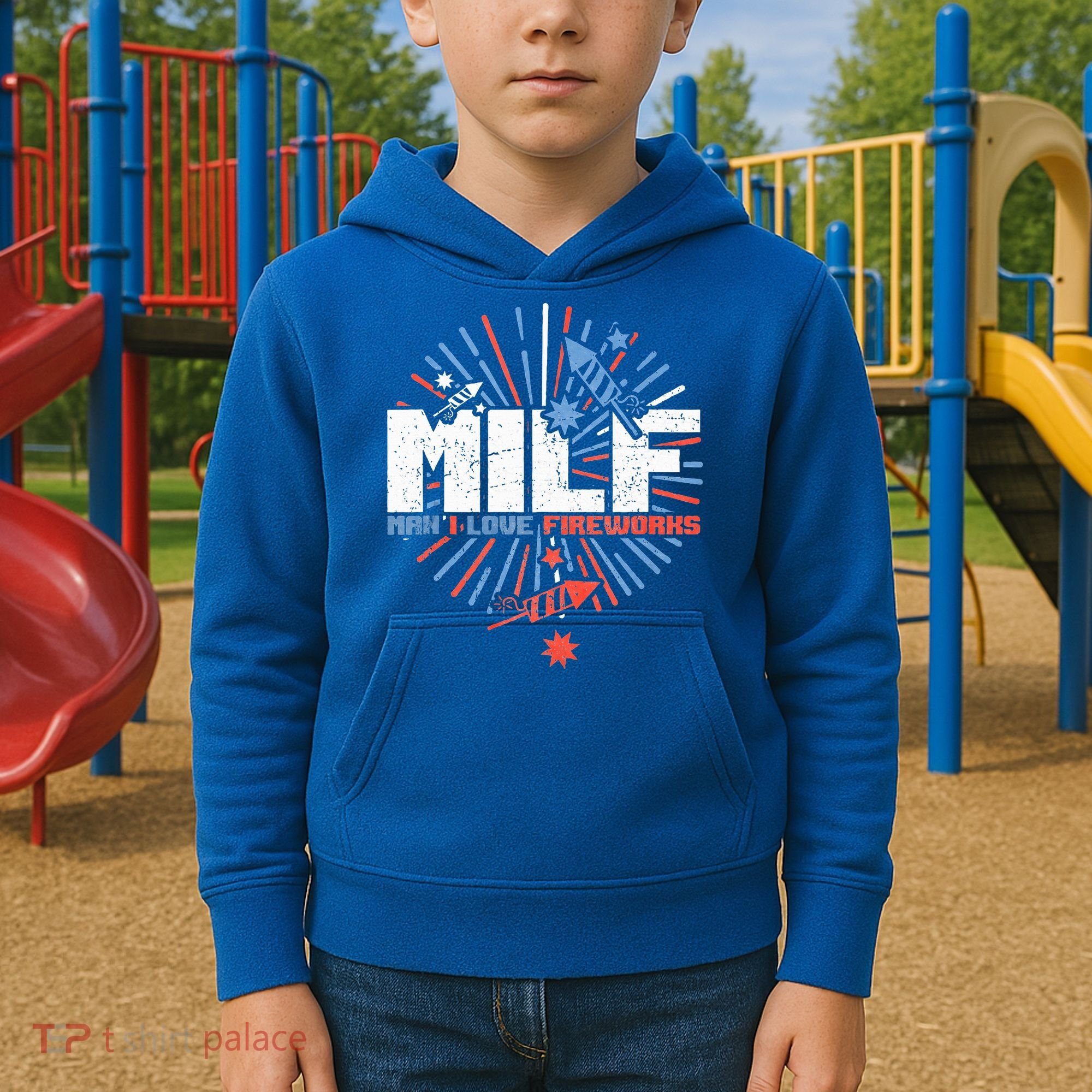 Milk Man I Love Fireworks American Patriotic Kids Hoodie