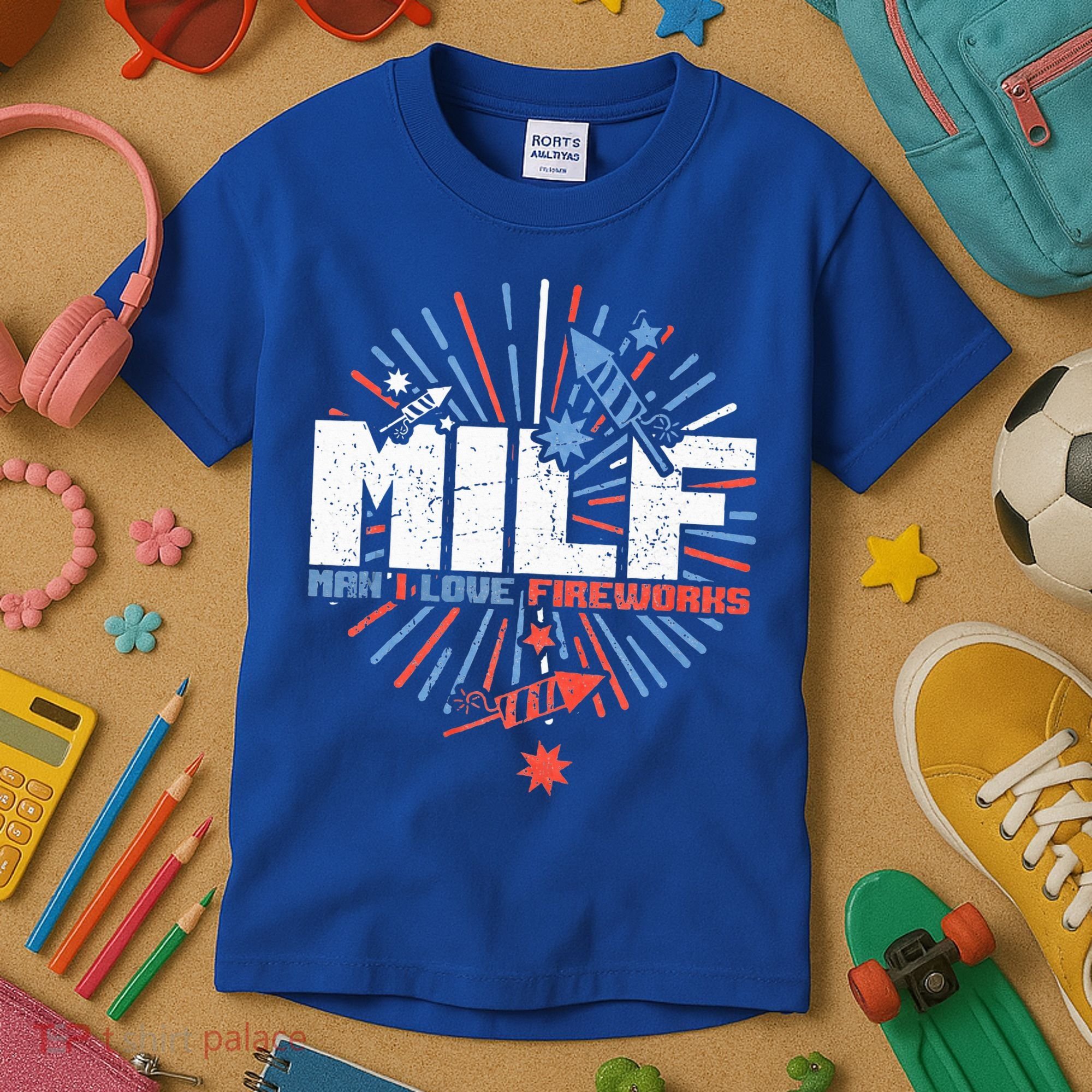Milk Man I Love Fireworks American Patriotic Kids T-Shirt