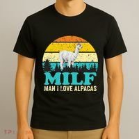 Milf Man I Love Alpacas Cute Lama Funny Alpaca T-Shirt thumb 3