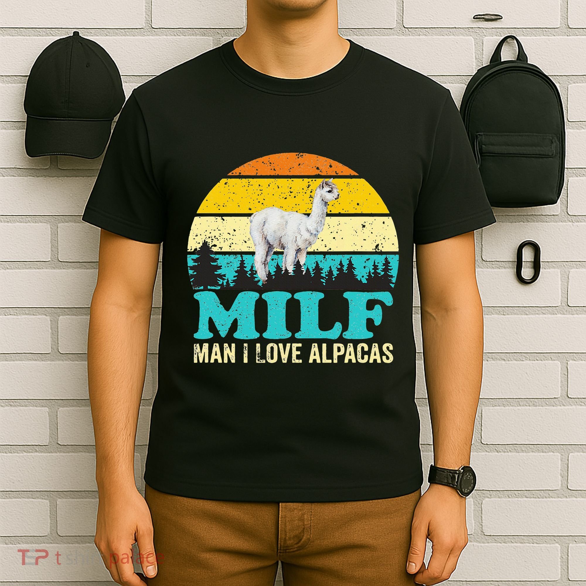 Milf Man I Love Alpacas Cute Lama Funny Alpaca T-Shirt