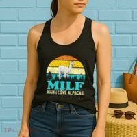 Milf Man I Love Alpacas Cute Lama Funny Alpaca Women's Tank Top thumb 2