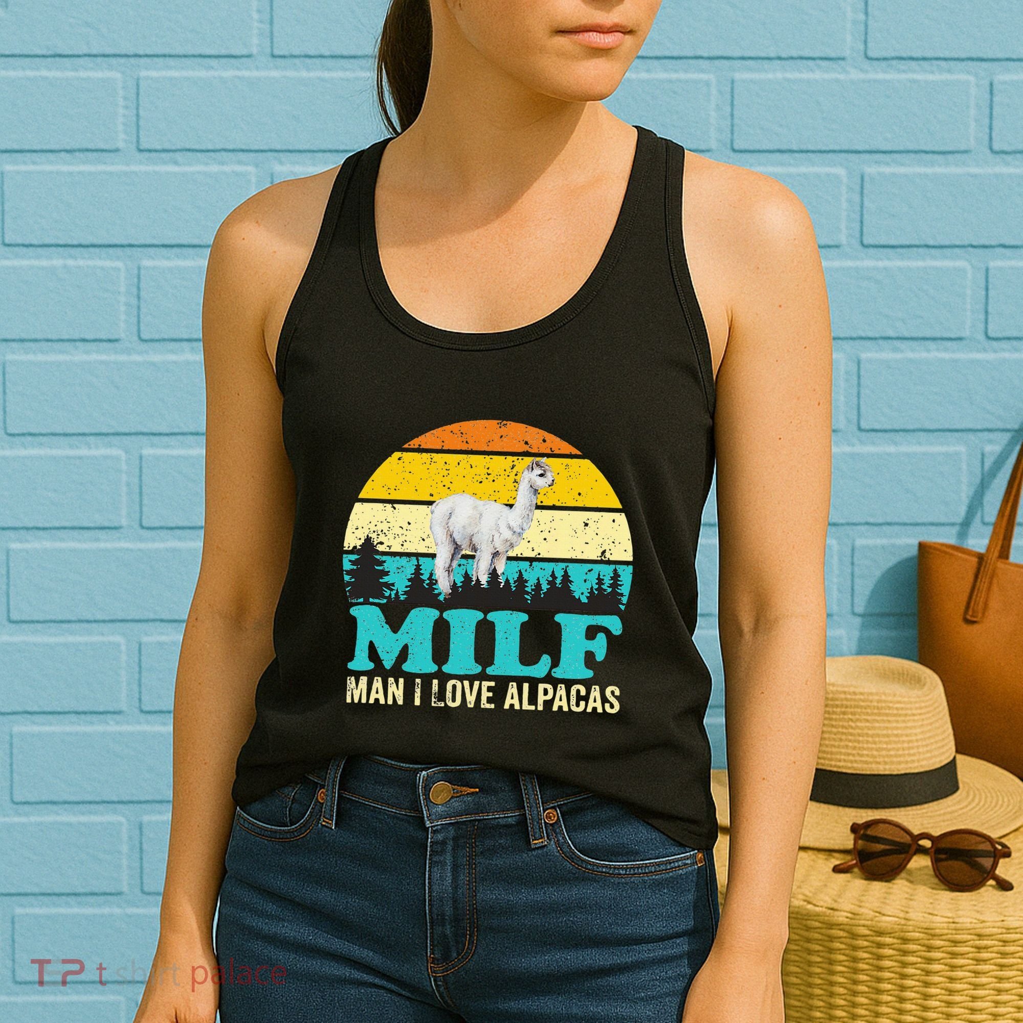 Milf Man I Love Alpacas Cute Lama Funny Alpaca Women's Tank Top