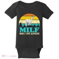 Milf Man I Love Alpacas Cute Lama Funny Alpaca Baby Bodysuit thumb 0