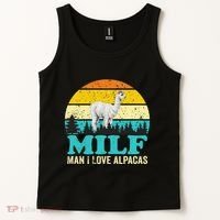 Milf Man I Love Alpacas Cute Lama Funny Alpaca Tank Top thumb 2