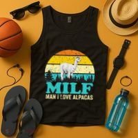 Milf Man I Love Alpacas Cute Lama Funny Alpaca Tank Top thumb 4