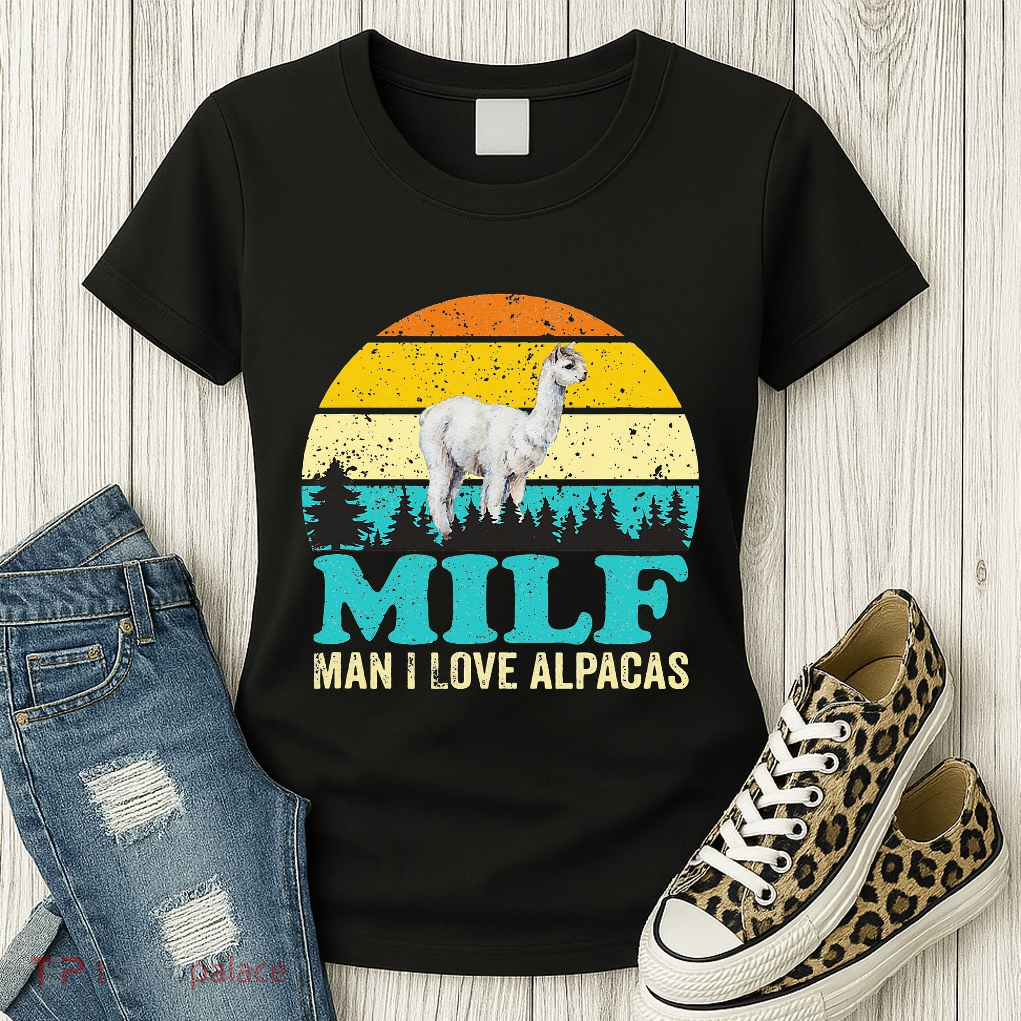Milf Man I Love Alpacas Cute Lama Funny Alpaca Women's T-Shirt