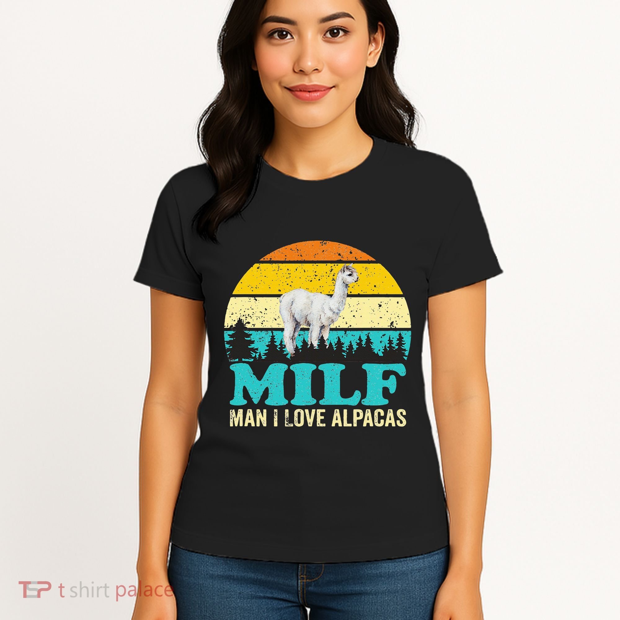 Milf Man I Love Alpacas Cute Lama Funny Alpaca Women's T-Shirt
