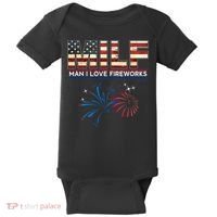 Milf Man I Love Fireworks Funny American Patriotic July 4th Baby Bodysuit thumb 0