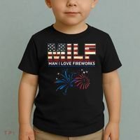 Milf Man I Love Fireworks Funny American Patriotic July 4th Toddler T-Shirt thumb 2